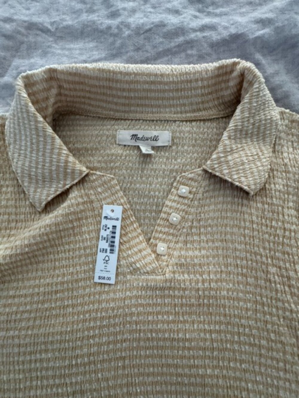 MADEWELL CROPPED POLO TOP - SIZE M
